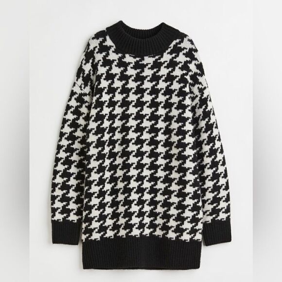 H&M Jacquard Knit Houndstooth Dress New - Picture 9 of 13